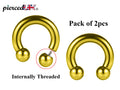 Gold Horseshoe Septum Ring: Surgical Steel Internally Threaded Piercing (2pcs)