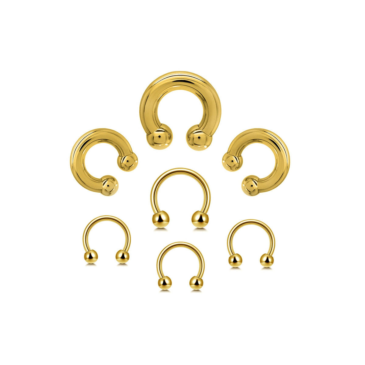 Gold Horseshoe Septum Ring: Surgical Steel Internally Threaded Piercing (2pcs)