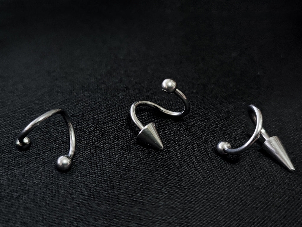 Titanium Spiral Barbell Piercing: Lip, Tongue, Nose, Cartilage - 16G 14G