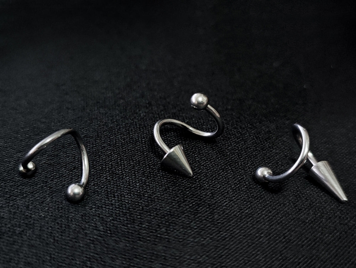 Titanium Spiral Barbell Piercing: Lip, Tongue, Nose, Cartilage - 16G 14G