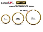 14K Solid Gold Nose Ring: Thin 20 Gauge Piercing Hoop