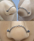 Titanium Nasallang Piercing: Ball, Cone, Spike Nose Chain Ring