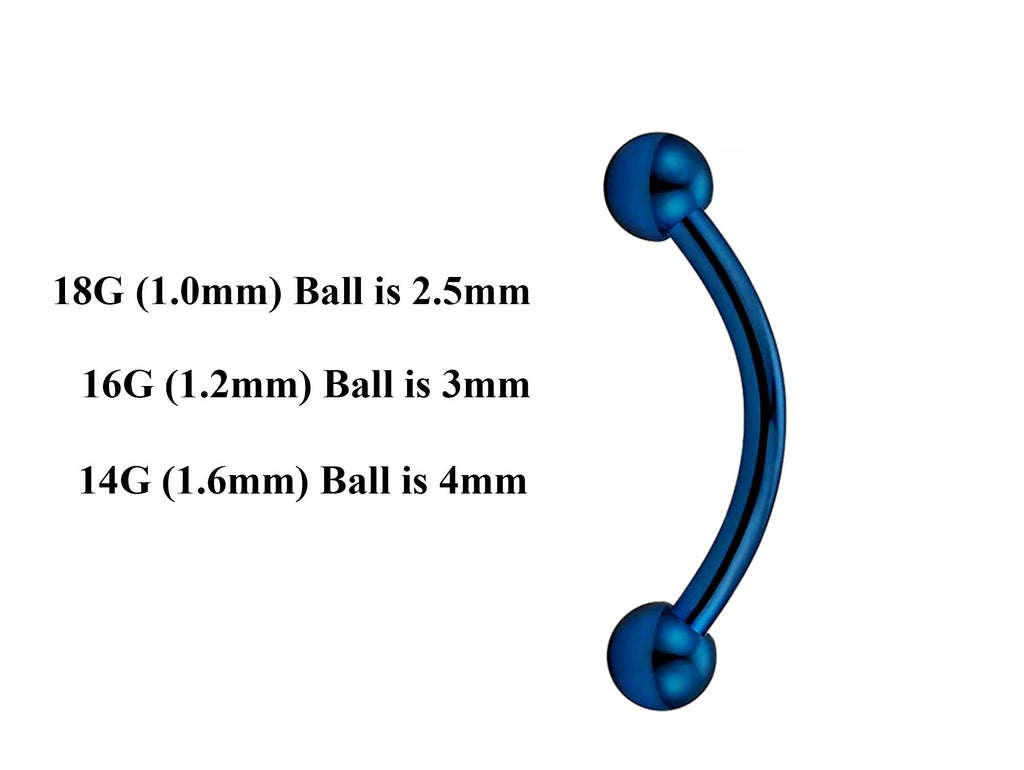 Teal Blue Curved Barbell: Surgical Steel Daith Piercing (18g-14g)