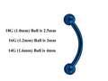 Teal Blue Curved Barbell: Surgical Steel Daith Piercing (18g-14g)