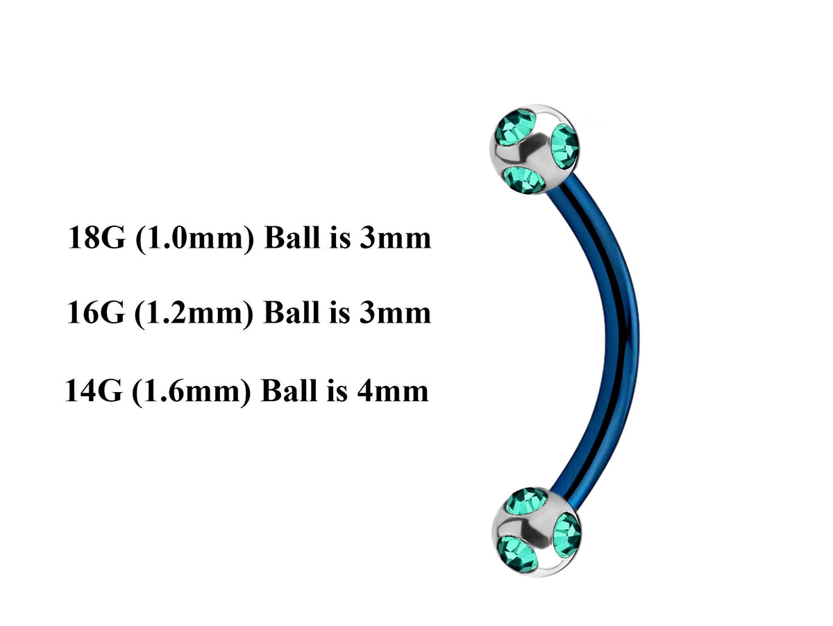 Teal Blue Curved Barbell: Surgical Steel Daith Piercing (18g-14g)