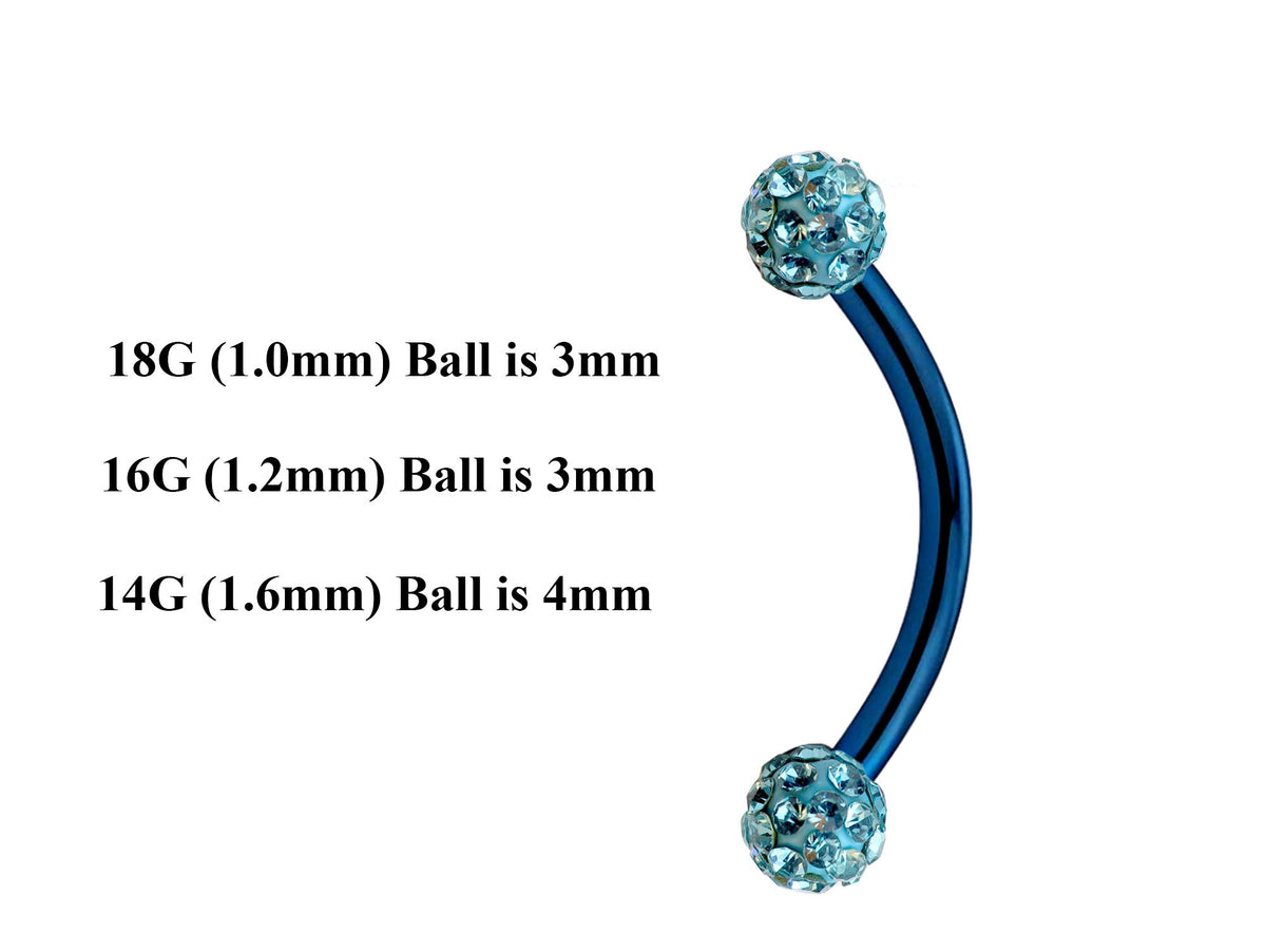 Teal Blue Curved Barbell: Surgical Steel Daith Piercing (18g-14g)