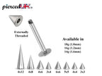 Spike Surgical Steel Barbell: 18g-14g Lip, Nose, Nipple Piercing