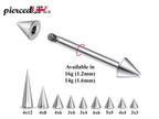Spike Surgical Steel Barbell: 18g-14g Lip, Nose, Nipple Piercing