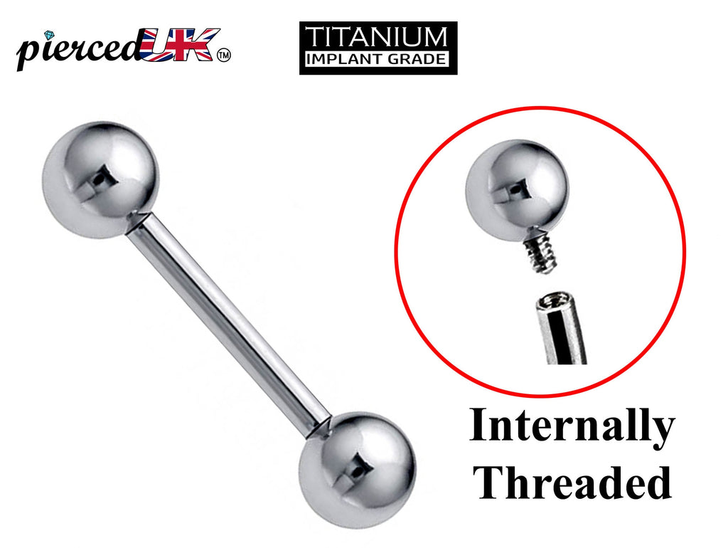 Titanium Barbell Industrial Piercing: Internally Threaded (16g, 14g)