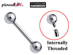 Titanium Barbell Industrial Piercing: Internally Threaded (16g, 14g)