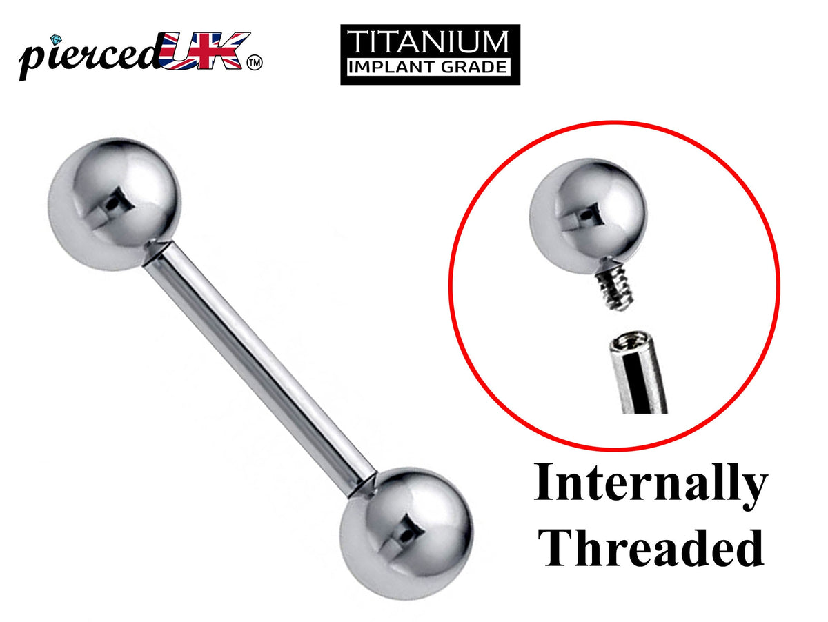 Titanium Barbell Industrial Piercing: Internally Threaded (16g, 14g)