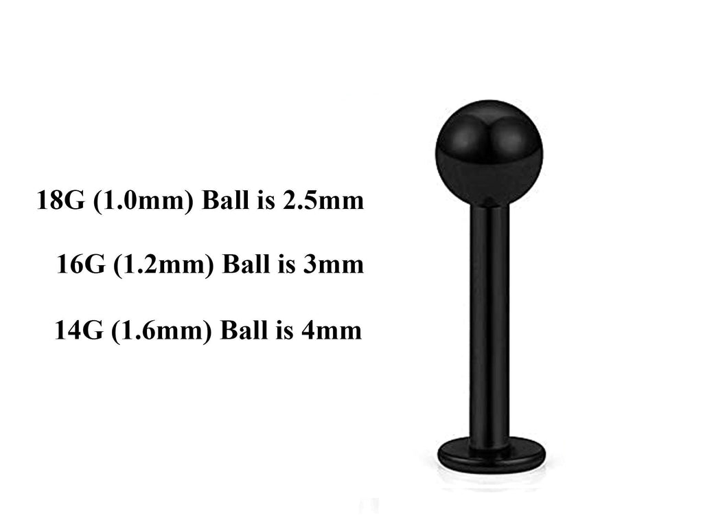 Black Surgical Steel Labret Stud: Custom Lip Piercing (18g-14g)