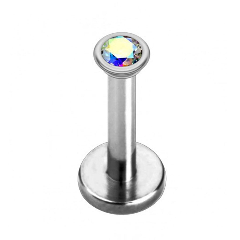Crystal Top Surgical Steel Labret: Lip, Helix, Tragus Piercing (16g, 14g)