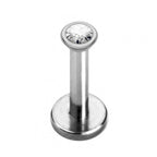 Crystal Top Surgical Steel Labret: Lip, Helix, Tragus Piercing (16g, 14g)
