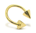 14K Gold Spike Septum Ring: Horseshoe Barbell Body Jewelry