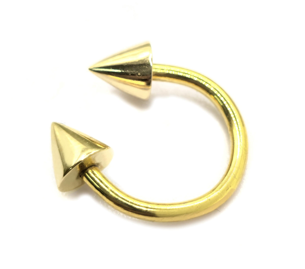 14K Gold Spike Septum Ring: Horseshoe Barbell Body Jewelry