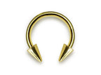 14K Gold Spike Septum Ring: Horseshoe Barbell Body Jewelry