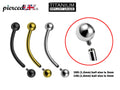 Titanium Curved Barbell: 16g 14g Eyebrow, Lip, Vertical Labret Piercing