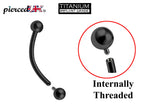 Titanium Curved Barbell: 16g 14g Eyebrow, Lip, Vertical Labret Piercing