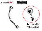 Titanium Curved Barbell: 16g 14g Eyebrow, Lip, Vertical Labret Piercing