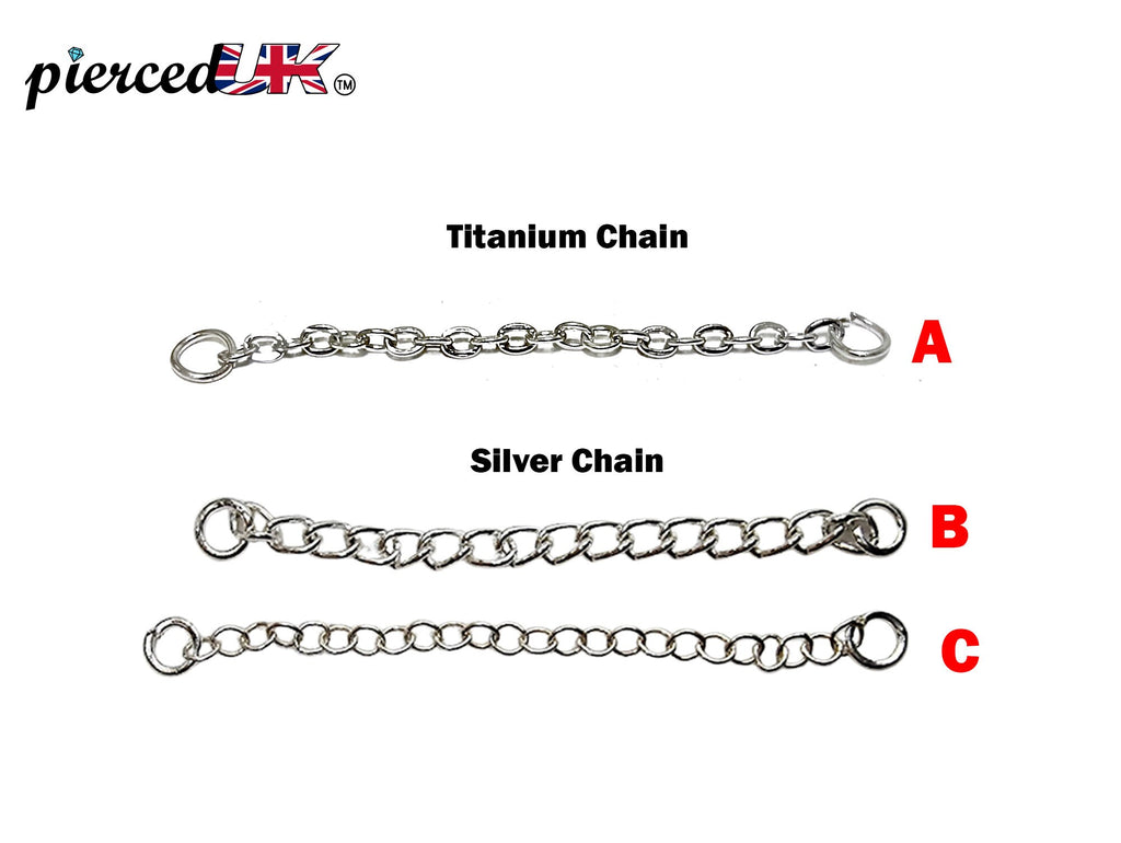 Titanium & Sterling Silver Body Piercing Chain: Handmade Replacement Jewelry