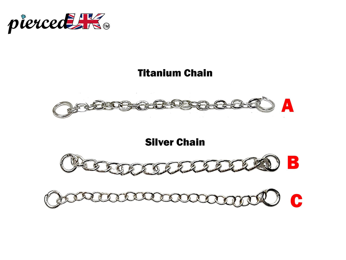 Titanium & Sterling Silver Body Piercing Chain: Handmade Replacement Jewelry