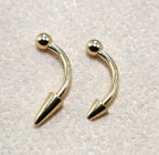 14K Solid Gold Spike Curved Barbell: Vertical Labret, Eyebrow Piercing