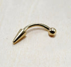 14K Solid Gold Spike Curved Barbell: Vertical Labret, Eyebrow Piercing