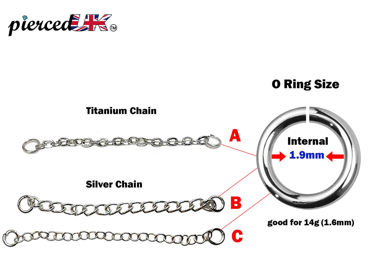 Titanium & Sterling Silver Body Piercing Chain: Handmade Replacement Jewelry