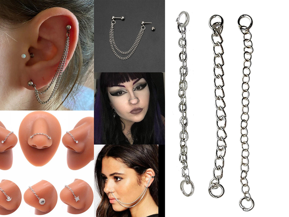 Titanium & Sterling Silver Body Piercing Chain: Handmade Replacement Jewelry