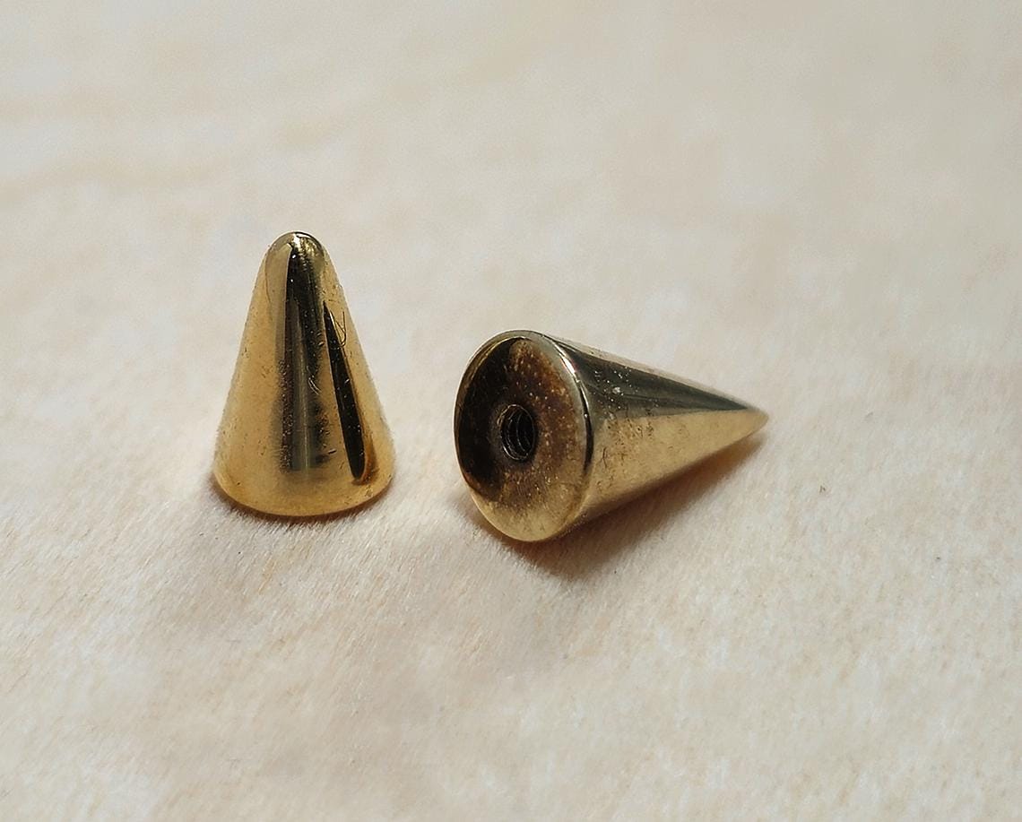14K Solid Gold Spike Curved Barbell: Vertical Labret, Eyebrow Piercing