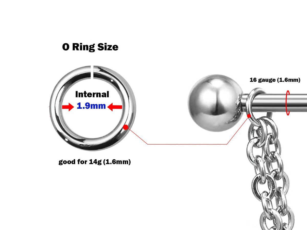 Titanium & Sterling Silver Body Piercing Chain: Handmade Replacement Jewelry