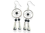 Handmade Silver Dreamcatcher Dangle Earrings with Genuine stone Beads Turquoise, Coral, Onyx and Lapis