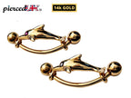 14K Gold Dolphin Belly Button Ring - 14g Body Piercing Jewelry