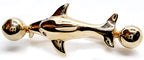14K Gold Dolphin Belly Button Ring - 14g Body Piercing Jewelry