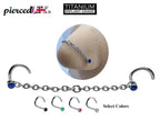 Titanium Nasallang Piercing: Handmade Nose Chain with CZ Crystals