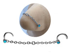 Titanium Nasallang Piercing: Handmade Nose Chain with CZ Crystals