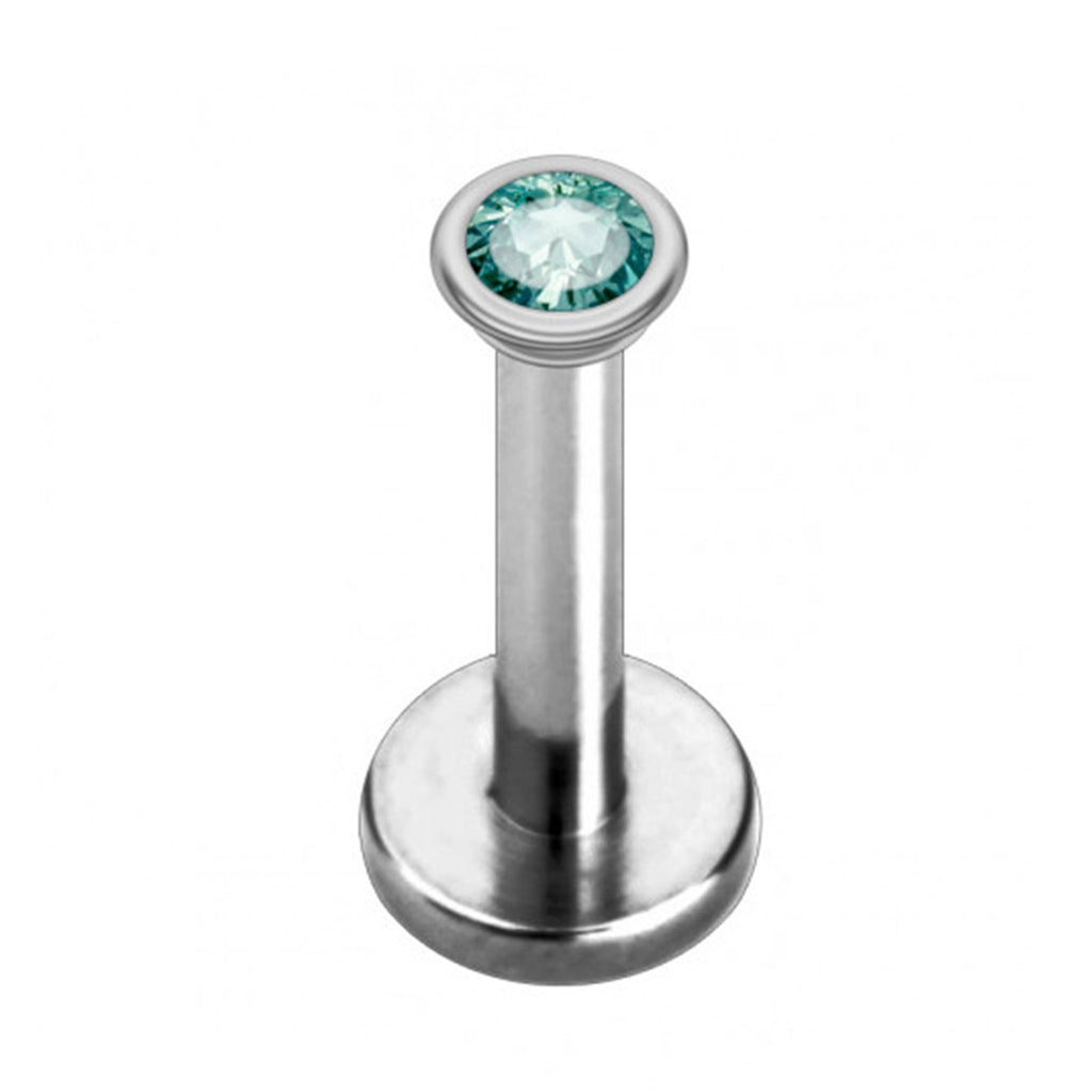 Titanium Crystal Lip Labret Stud: Internally Threaded Piercing (16g, 14g)