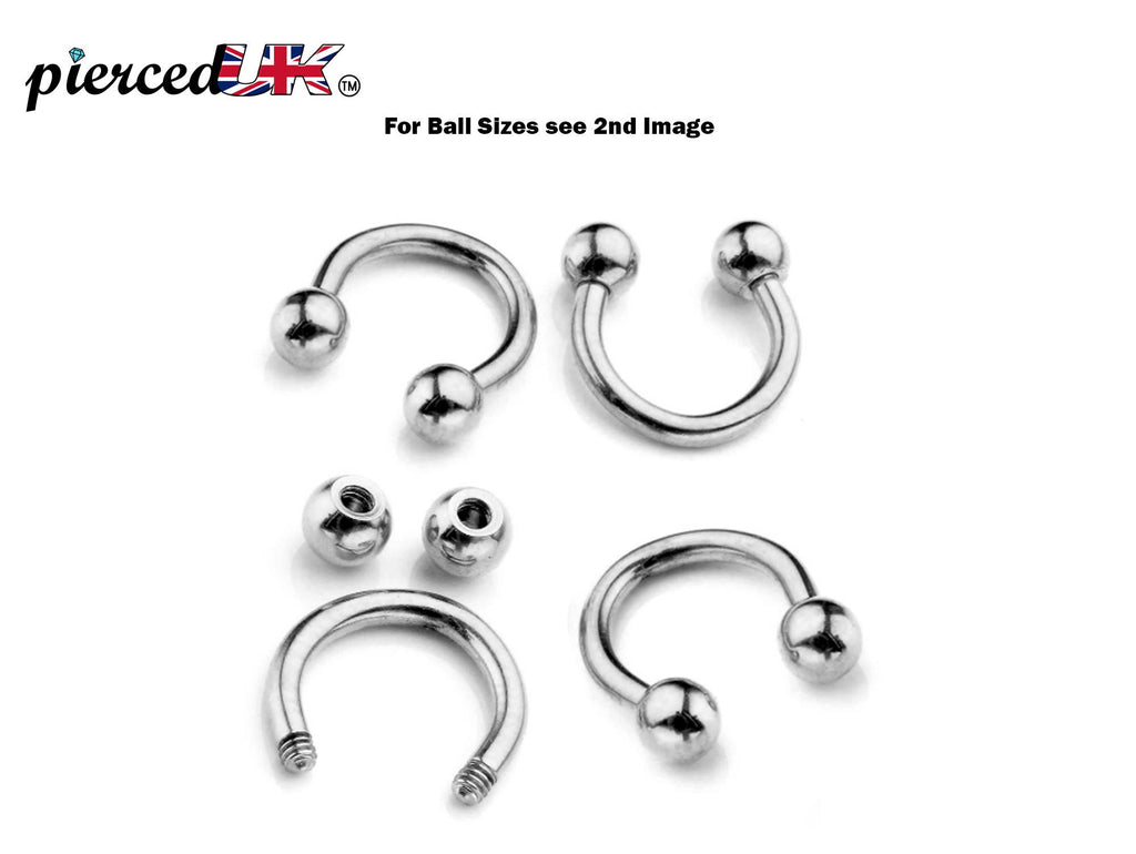 Surgical Steel Horseshoe Septum Ring: Circular Barbell (18g-14g, 6mm-16mm)