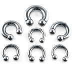 Surgical Steel Horseshoe Septum Ring: Circular Barbell (18g-14g, 6mm-16mm)