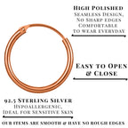 Rose Gold Sterling Silver Hoop Earrings: 8mm-60mm Sleeper Huggies