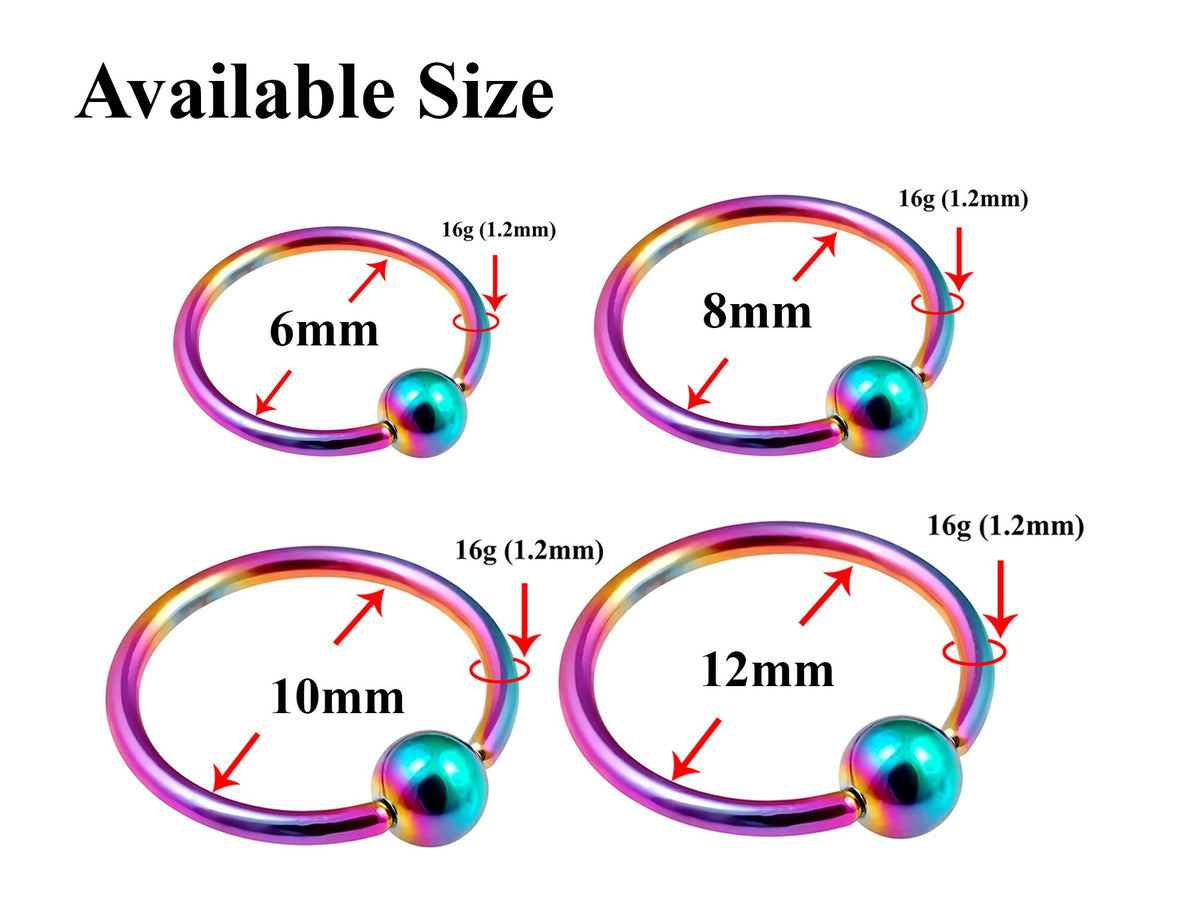 Rainbow Surgical Steel Septum Ring: 16g Captive Bead