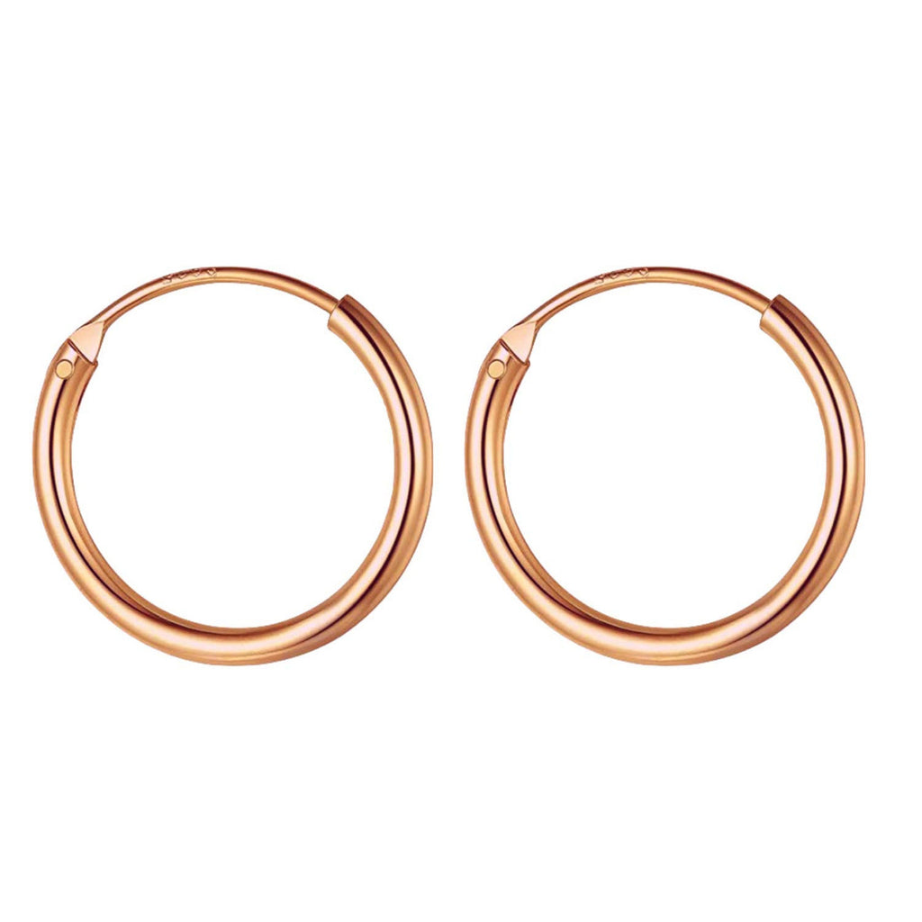 Rose Gold Sterling Silver Hoop Earrings: 8mm-60mm Sleeper Huggies