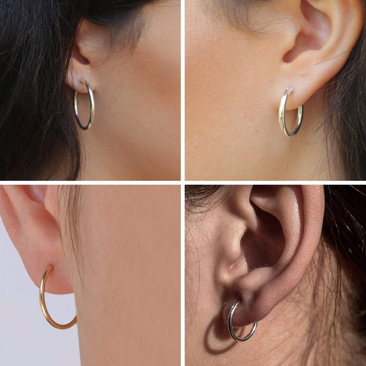 Rose Gold Sterling Silver Hoop Earrings: 8mm-60mm Sleeper Huggies