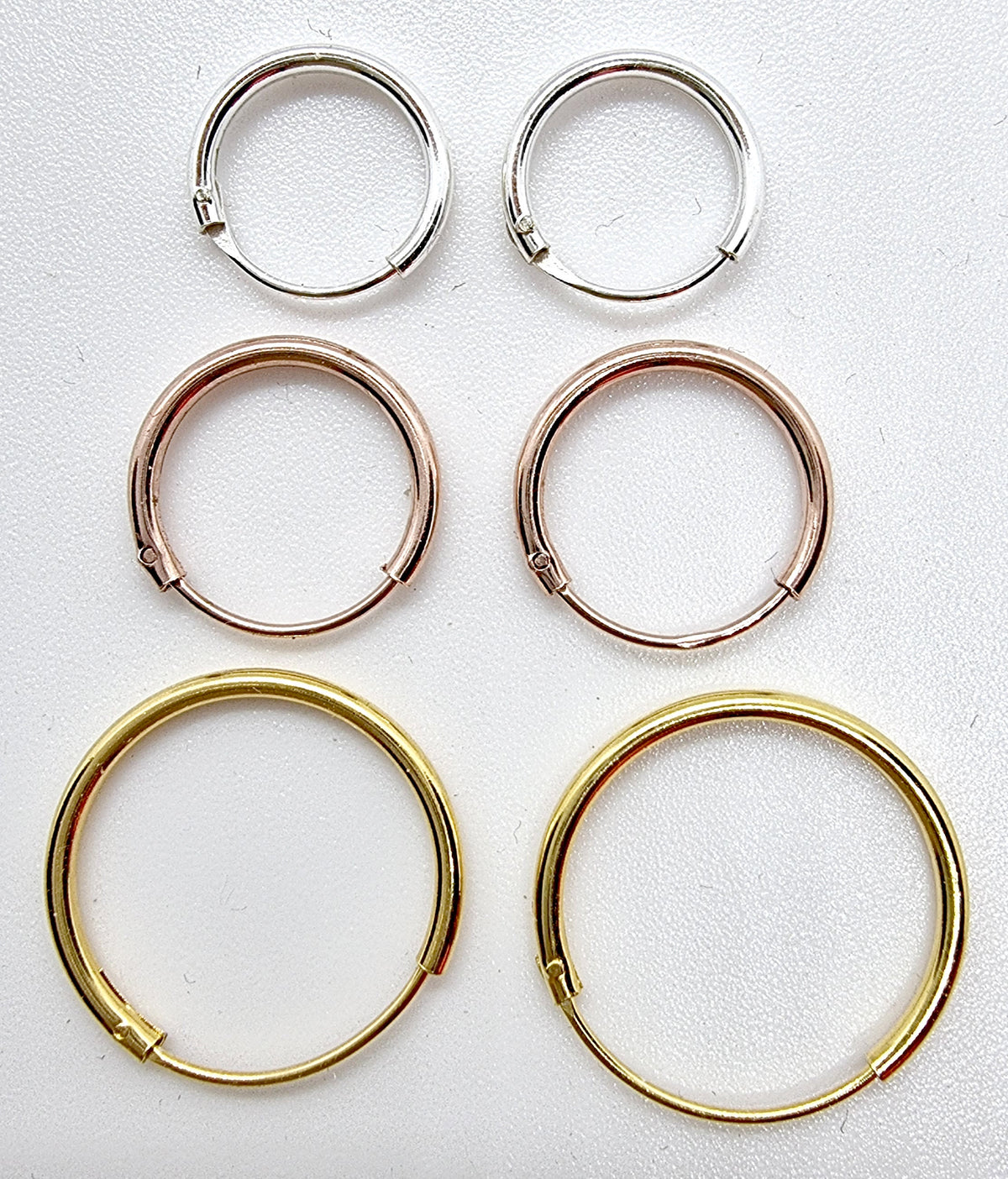 Rose Gold Sterling Silver Hoop Earrings: 8mm-60mm Sleeper Huggies
