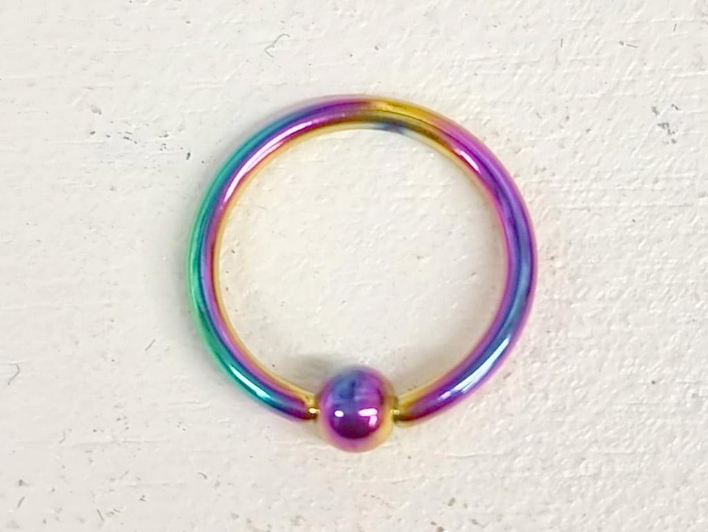 Rainbow Surgical Steel Septum Ring: 16g Captive Bead