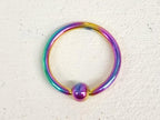 Rainbow Surgical Steel Septum Ring: 16g Captive Bead