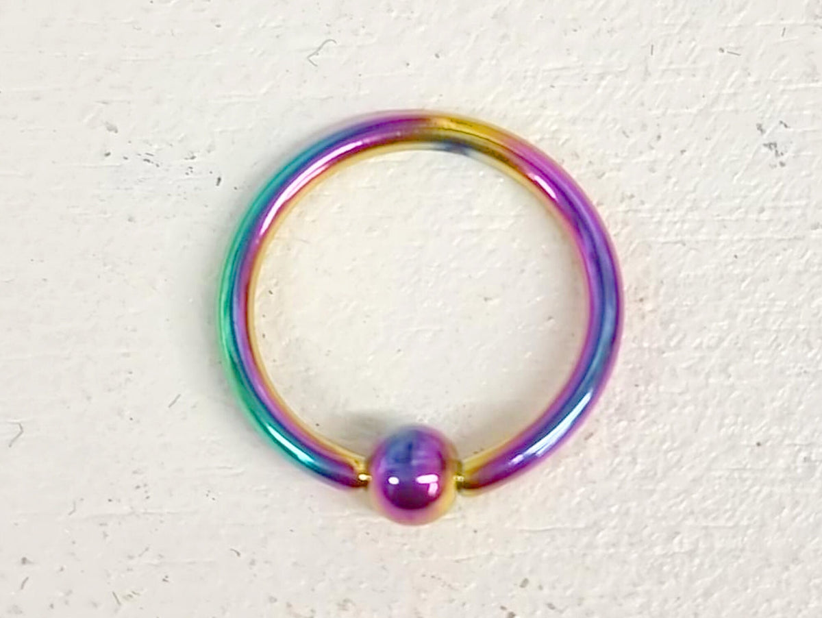 Rainbow Surgical Steel Septum Ring: 16g Captive Bead