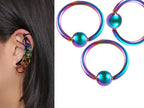 Rainbow Surgical Steel Septum Ring: 16g Captive Bead