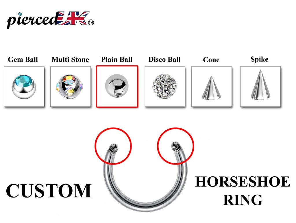 Horseshoe Septum Ring: Custom Barbell Piercing, 16g/14g